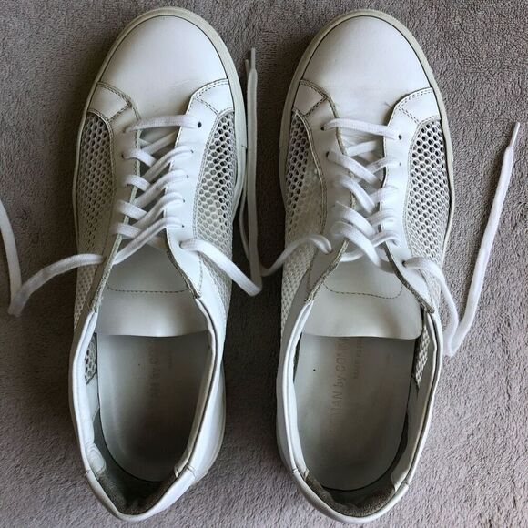 Women by Common Projects Achilles Mesh-Trimmed Leather White Lace Up Sneakers - Picture 8 of 14